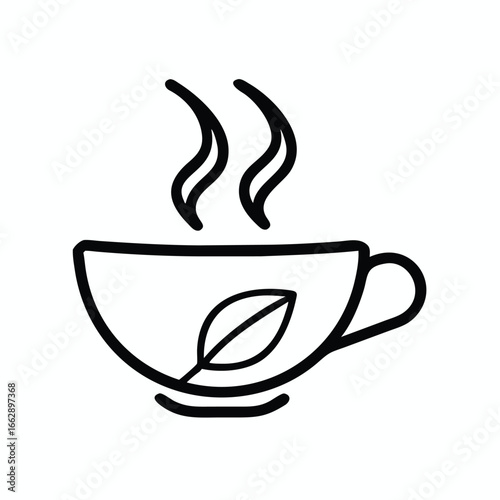 stylized line drawing teacup vector illustration perfect for beverage graphics and design