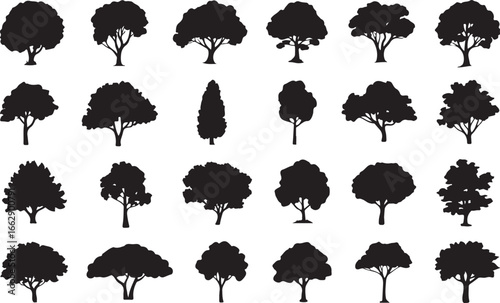 Set of Trees Silhouettes Tree Collection Woodland Forest Nature Flora