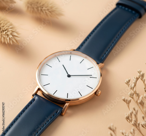 Wallpaper Mural A Rose Gold and Blue Leather Watch Torontodigital.ca