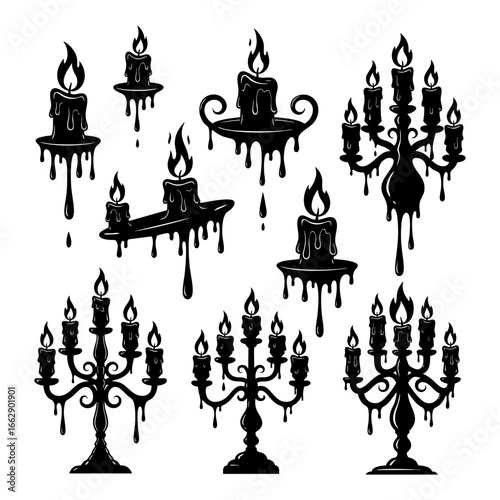 Sketchy illustration of a vintage candelabra set