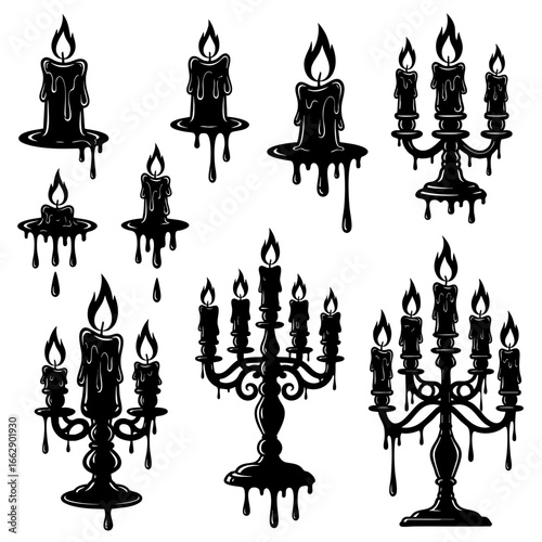 Sketchy illustration of a vintage candelabra set