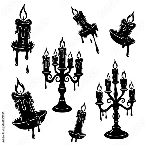 Sketchy illustration of a vintage candelabra set
