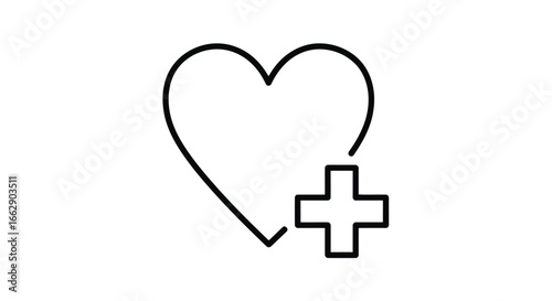 Heart with plus sign, a symbol of love and care