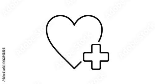 Heart with plus sign, a symbol of love and care