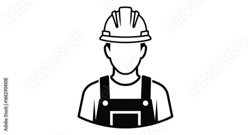 Construction worker with hard hat and overalls