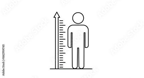 Person standing next to a height chart