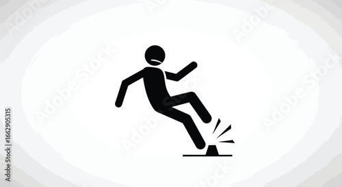 Stick figure tripping over obstacle
