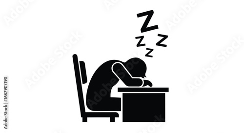 Illustration of a person sleeping at a desk