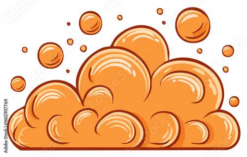 Vibrant orange cartoon bubbles and foam pile vector illustration for a clean or fizzy concept