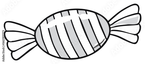 Wrapped Candy Illustration with Stripes, Decorative Sweet Food Clipart, Striped Wrapper Design