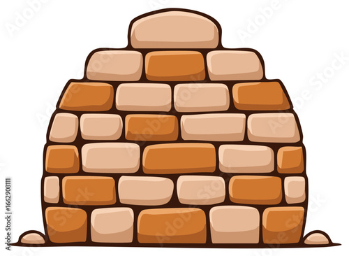 Cartoon Brick Igloo Ice House Illustration Winter Shelter Structure
