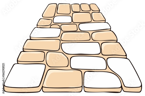 Cartoon illustration of stone block wall abstract textured background graphic