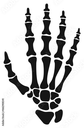 Stylized human hand skeleton black silhouette medical anatomy illustration