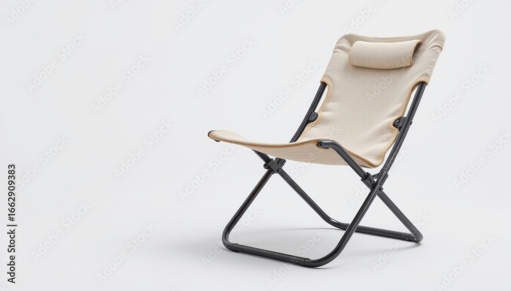 high quality isolated visualization of a compact folding chair, created from organic cotton canvas wrap, with delicate spiral grooves, sleek rectangular silhouette, and lightweight compostable frame high quality isolated visualization of a compact folding chair, created from organic cotton canvas wrap, with delicate spiral grooves, sleek rectangular silhouette, and lightweight compostable frame