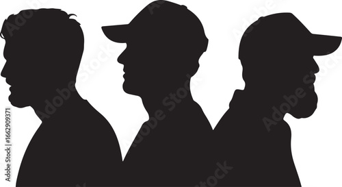 Man Silhouette Profile With Cap Shadow Different Style