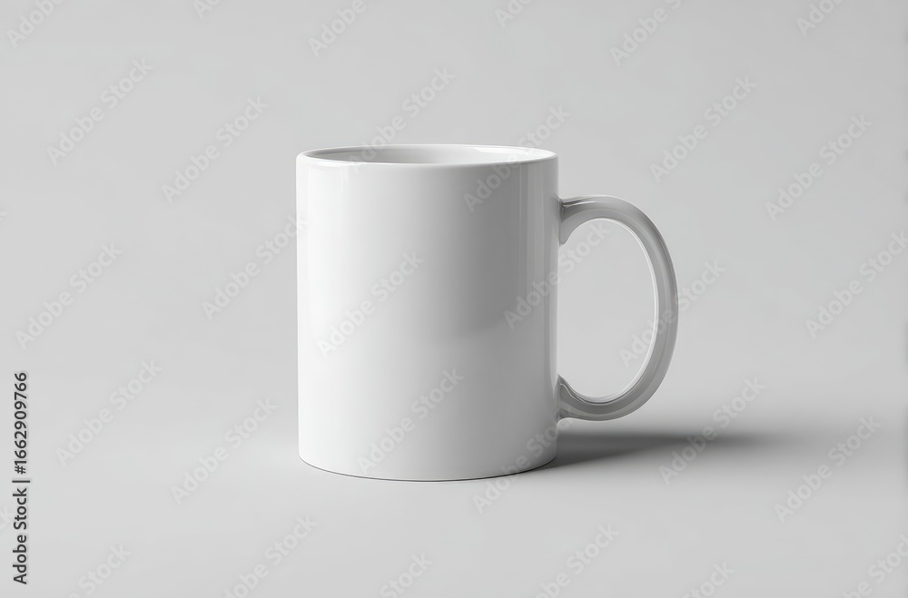 Fototapeta premium Blank white mug on plain background