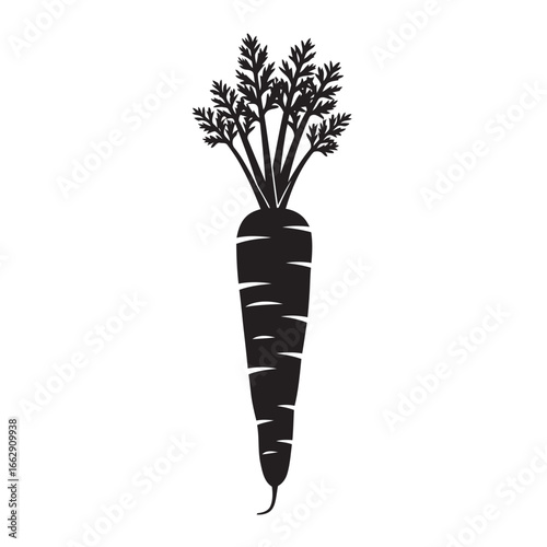 black and white silhouette of vector carrot on a white background