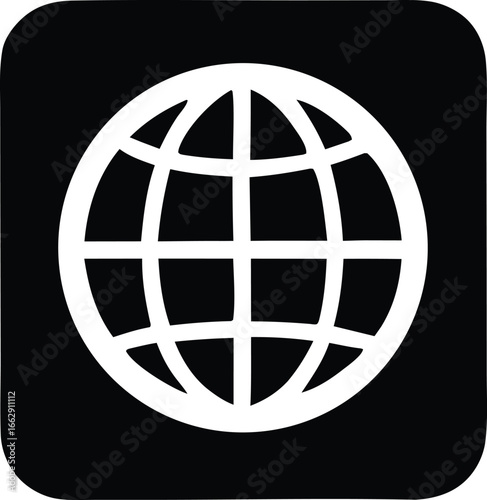 Simple global network icon a stylized globe with latitude and longitude lines representing internet or world connectivity a clear symbol for digital communication and global access