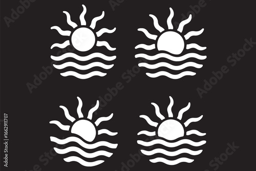 Groovy retro abstract sun backgrounds. Vector illustration.