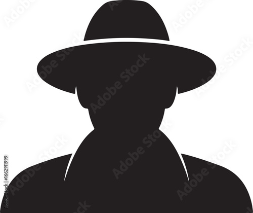 Silhouette of Man in Hat Mystery Detective Secret Agent Dark Shadow