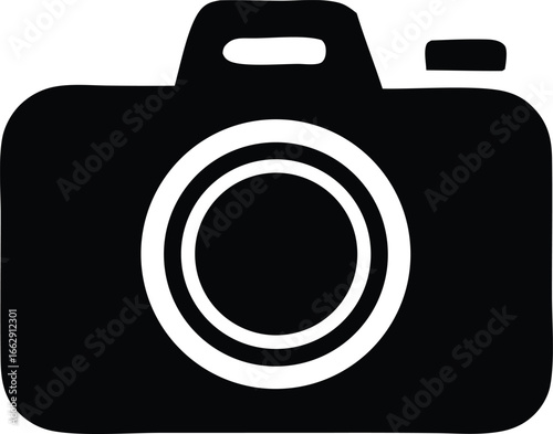 Iconic black camera silhouette capturing moments simple graphic design for photography enthusiasts digital art