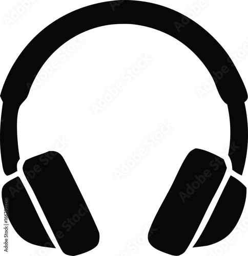 Iconic black silhouette of over-ear headphones for music lovers and audiophiles simple and modern audio accessory design