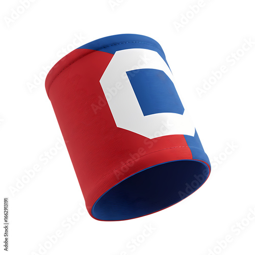 Red and Blue Wristband with Embossed Design