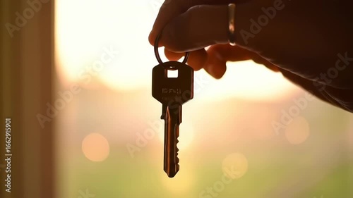 Hand Holding Key  Real Estate, New Home, Homeowner Silhouette