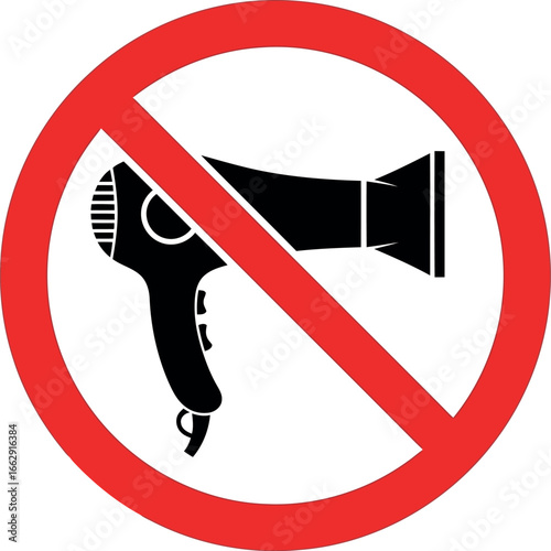 No hair dryer allowed sign