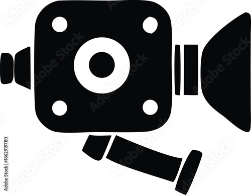 Retro video camera icon silhouette symbol cinematography recording equipment style vintage filming device motion picture technology