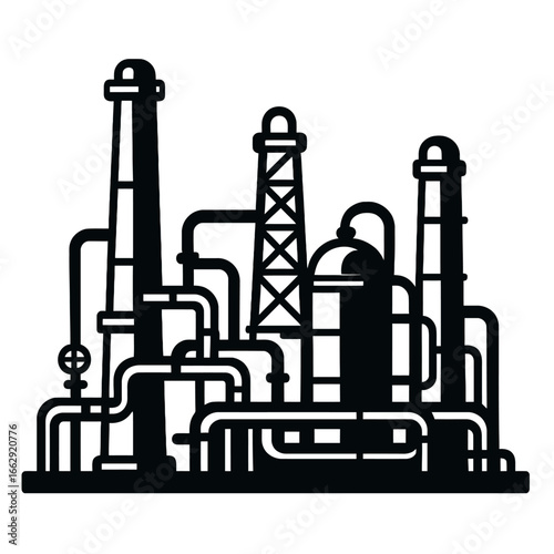 Detailed Industrial Chemical Plant or Oil Refinery