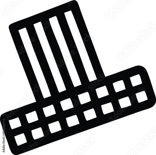 Retro analog film reel icon and perforated film strip symbol representing vintage cinema and photography