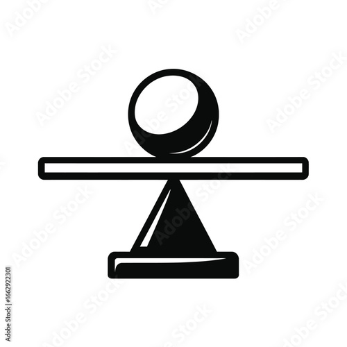 Vector Illustration of a Ball on a Seesaw Representing Balance and Stability