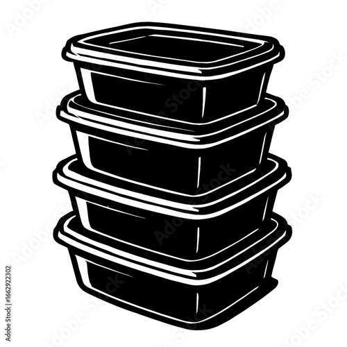 Stacked Plastic Food Storage Containers with Lids Graphic