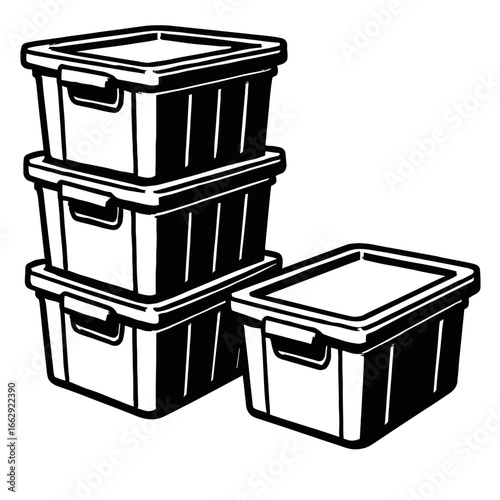 Plastic Storage Containers with Lids and Handles Stacked Graphic