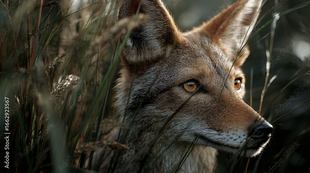 Naklejka premium jackal in grass