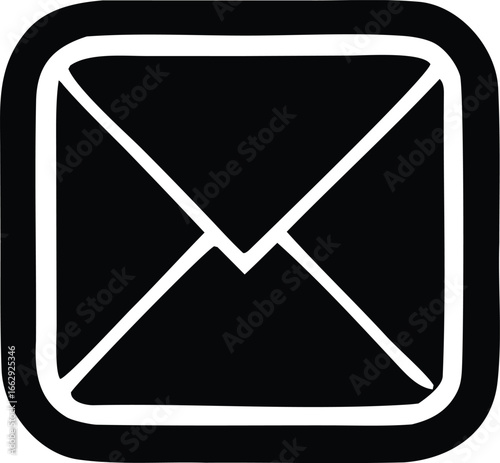 Simple black and white envelope icon a clean and modern symbol representing email communication and messaging services for digital platforms