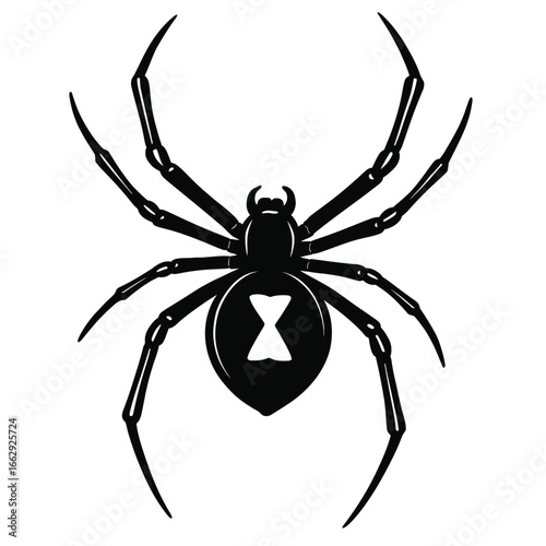 Black Widow Spider Icon Vector - Classic Arachnid Symbol