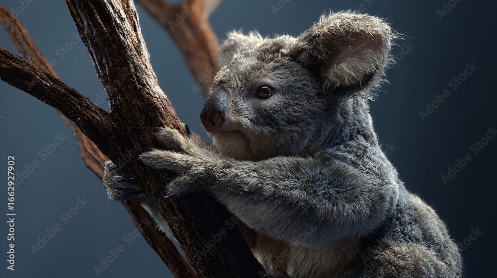 Fototapeta premium koala climbing tree