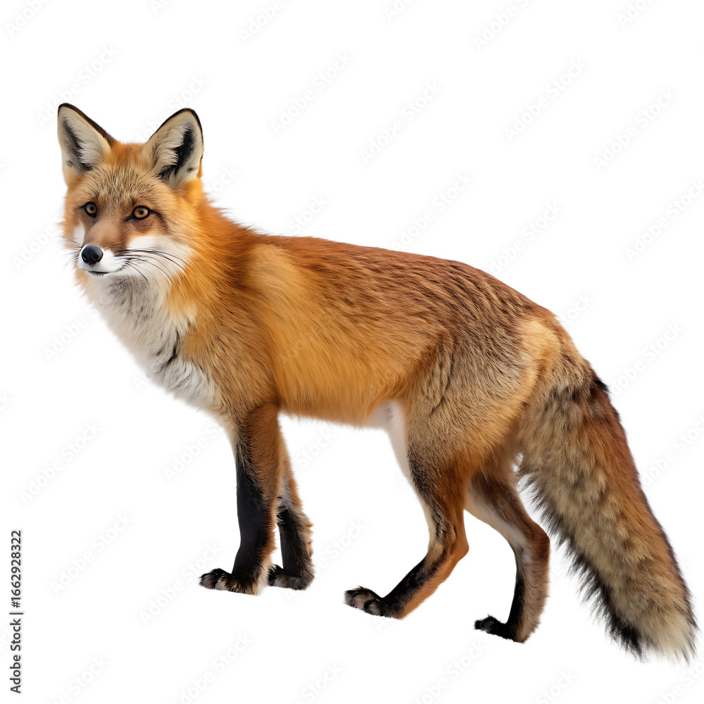 Fototapeta premium Red fox vulpes, 4 years old isolated on a transparent background 
