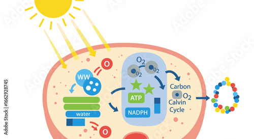 Explore the captivating process of photosynthesis with this vibrant, educational illustration for science learning