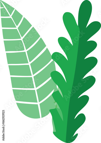 Vibrant green leafy plant elements for organic designs nature inspired botanical artistry and fresh verdant graphics