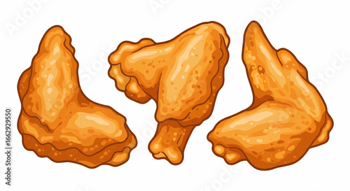 Delicious crispy deep-fried chicken wings, golden brown and perfectly cooked, served as an appetizing illustration