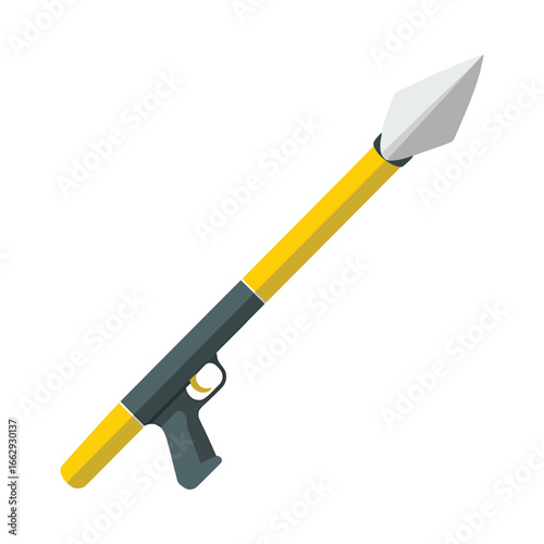 A colorful cartoon speargun used for spearfishing, representing underwater hunting and water sports activities, vector illustration