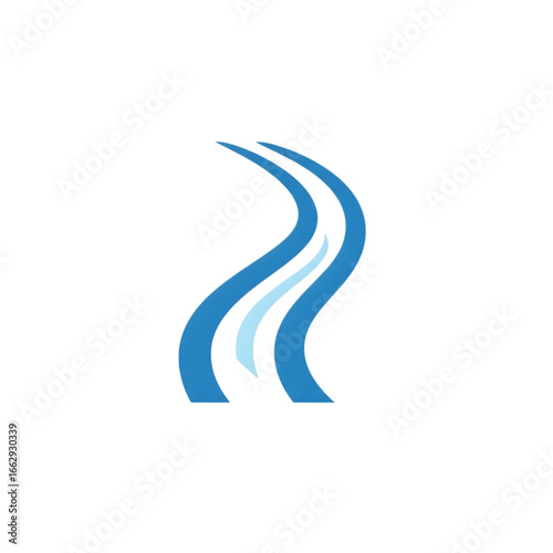 Abstract blue river flowing isolated on transparent background