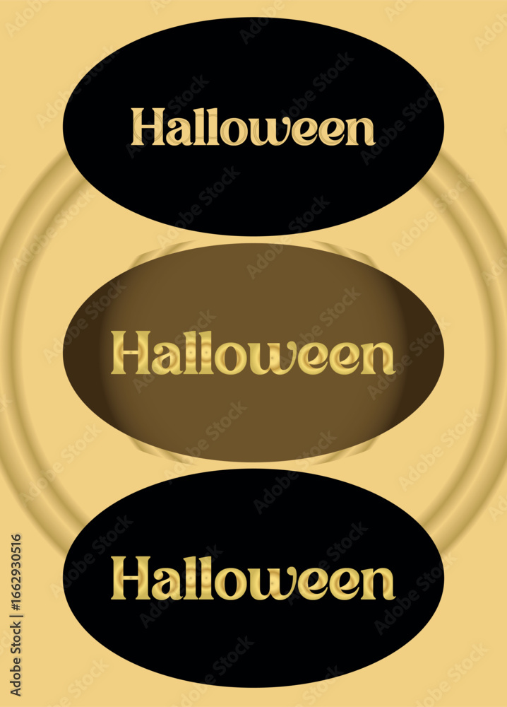 Fototapeta premium Halloween Celebration Display. Halloween Golden Text Vector Illustration in various styles. Vector illustration of an abstract background with text.