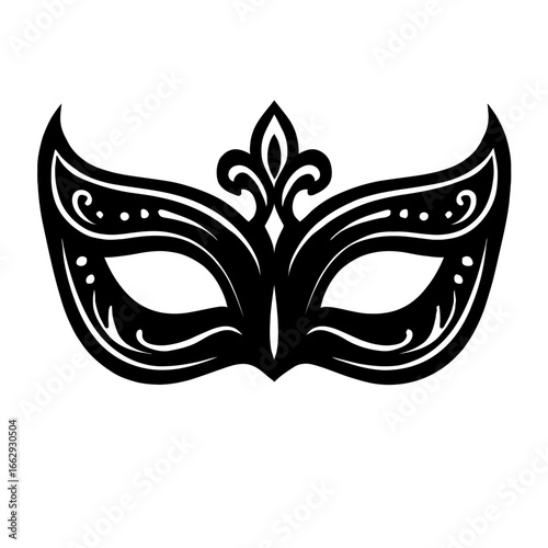 Masquerade Mask Vector - Black and White Hand Drawn Ornate Party Mask