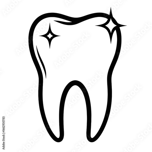 Retro Shiny Tooth - Classic Black and White Dental and Hygiene Symbol