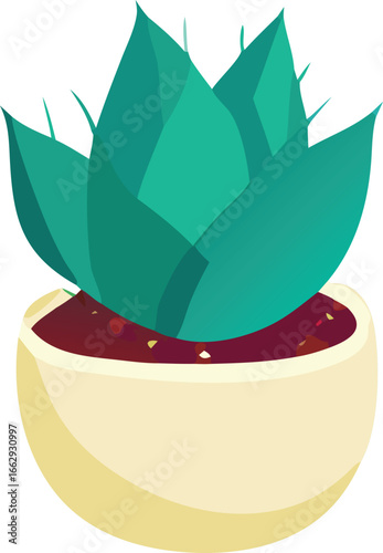 Vibrant green succulent plant in a cream colored pot a beautifully rendered botanical image for home decor and nature enthusiasts