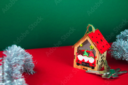 Festive house in silver tinsel